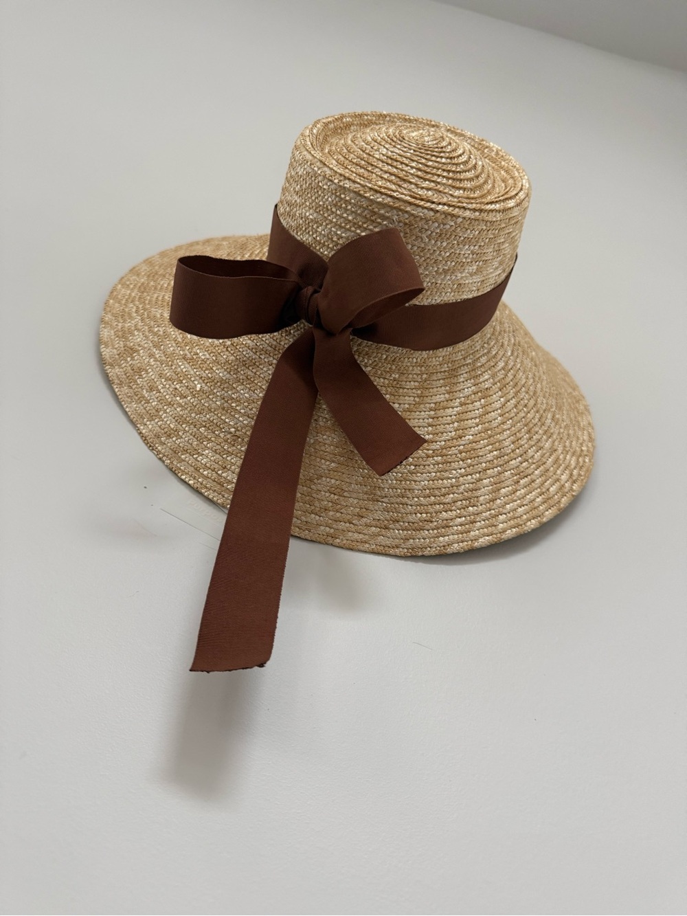 Straw Sun Hat with Brown Tie - Picture 11 of 12